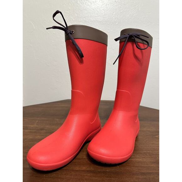 Crocs Freesail Rain Boot 203541-8C1 Flame Red Size W6 Relax Fit - Picture 2 of 10